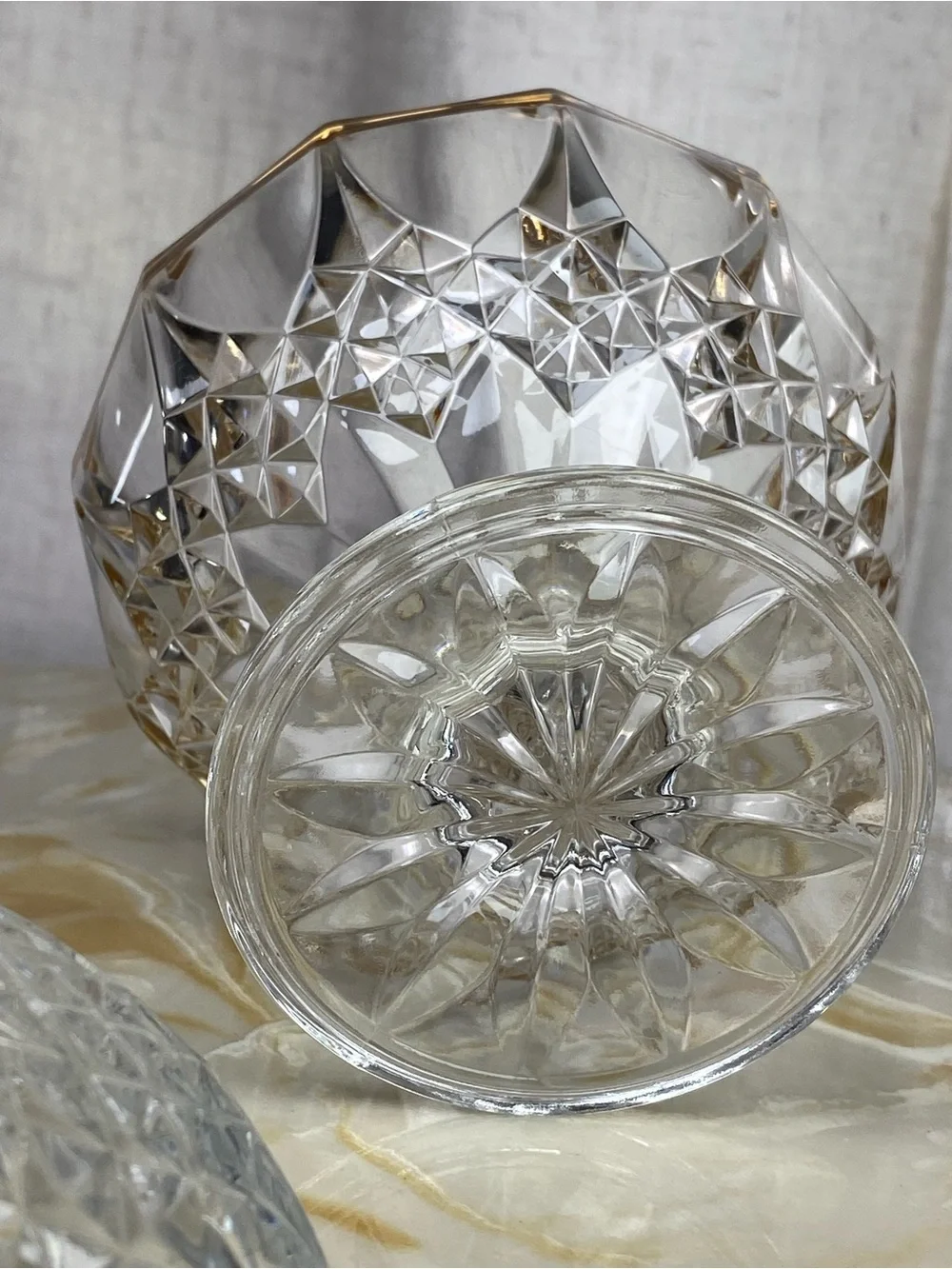 Vintage Cristal D’Arques Longchamp Gold Crystal Lidded Candy Dish